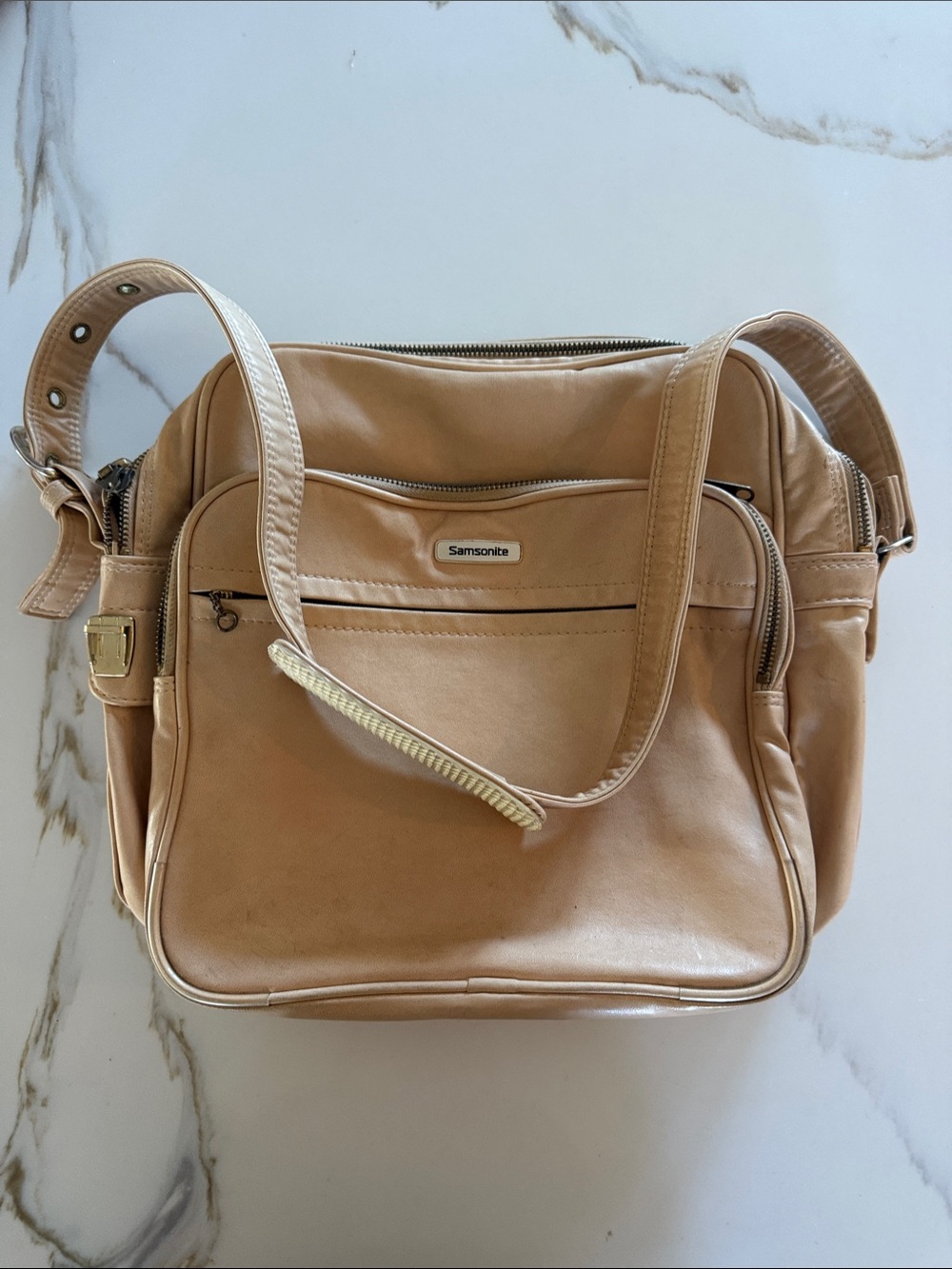 Samsonite Tan VINTAGE Shoulder Bag with Front Pocket